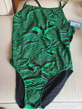 NWT iSwim Swirl Thin Strap One Piece Swimsuit - Size 40